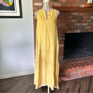 Ottod’ame Sleeveless Linen Midi Dress in Yellow Sz 4